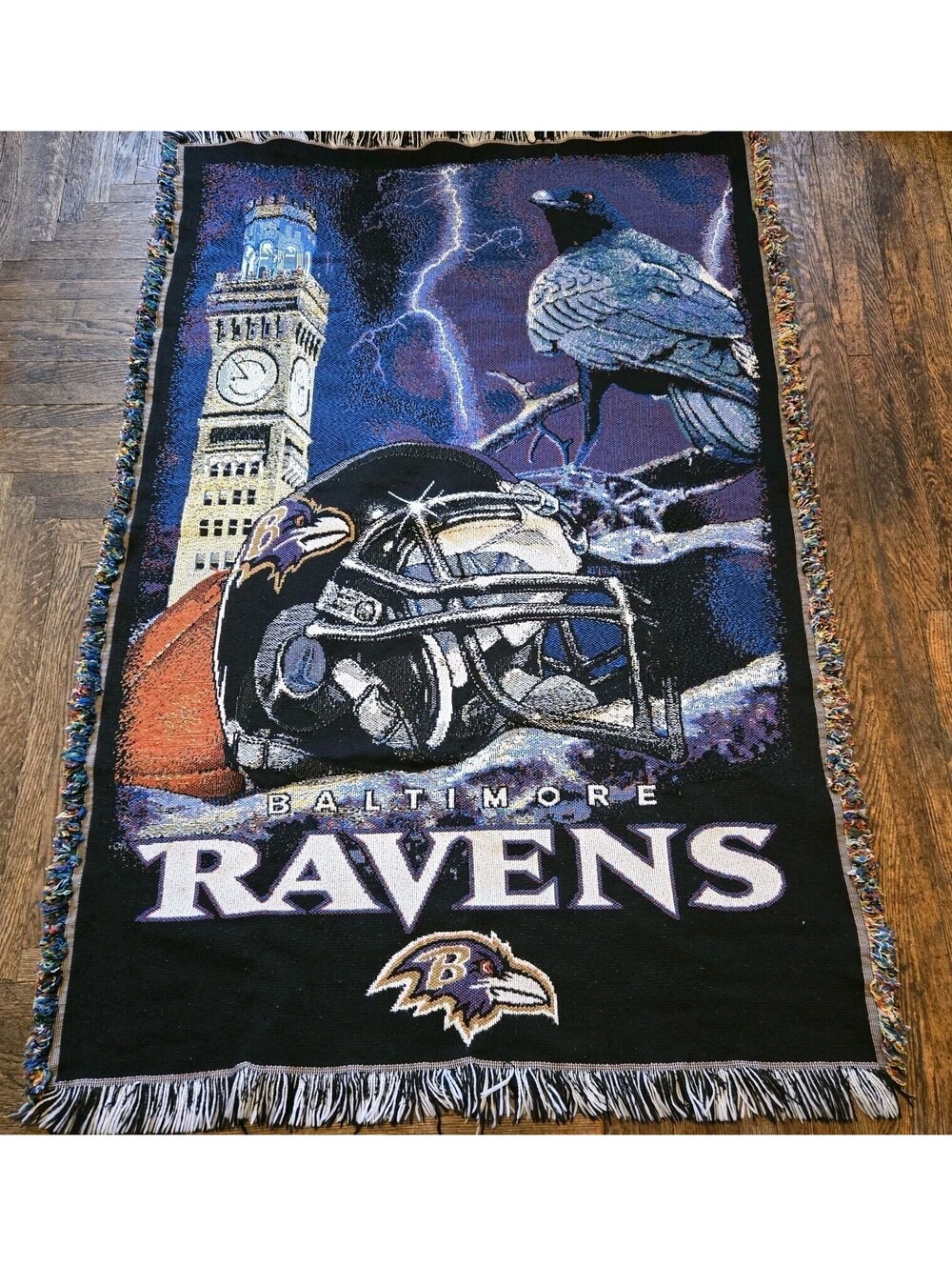 Baltimore Ravens NFL Tapestry Woven Throw Blanket Art Helmet Raven 56x39